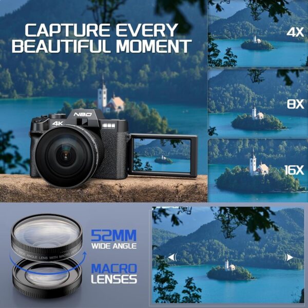 48MP Digital Cameras for Photography,4K Autofocus Vlogging Camera with 16X Zoom - Image 2