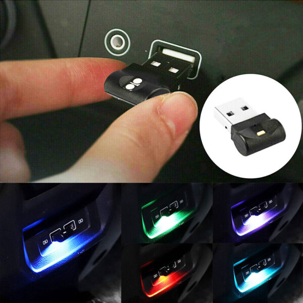 1x USB LED Car Neon Atmosphere Light Bulb Mini Ambient Lamp Interior Accessories