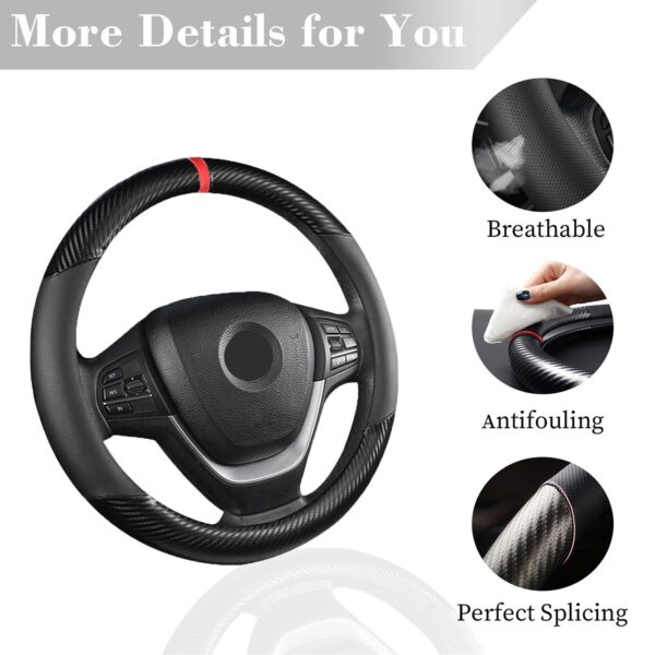 For BMW Carbon Fiber Car Steering Wheel Booster Cover Non-Slip Car Accessories - Image 3