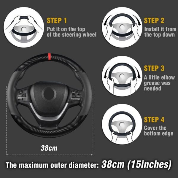 For BMW Carbon Fiber Car Steering Wheel Booster Cover Non-Slip Car Accessories - Image 5