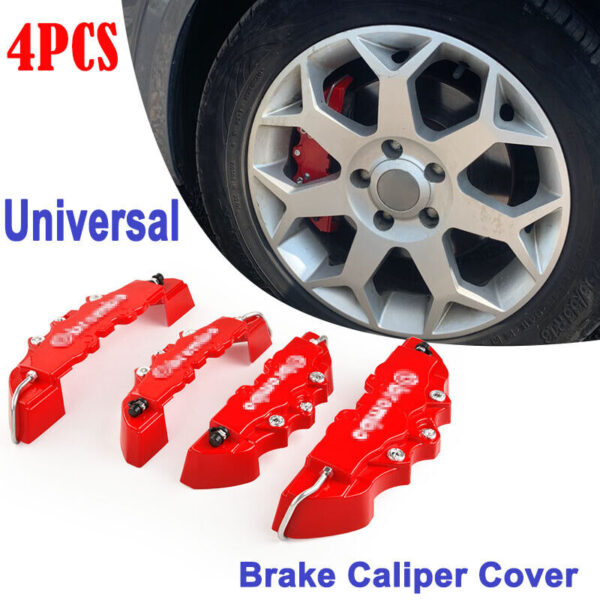 4PCS 3D Style Red M+L Car Disc Brake Caliper Cover Front & Rear Kits Accessories