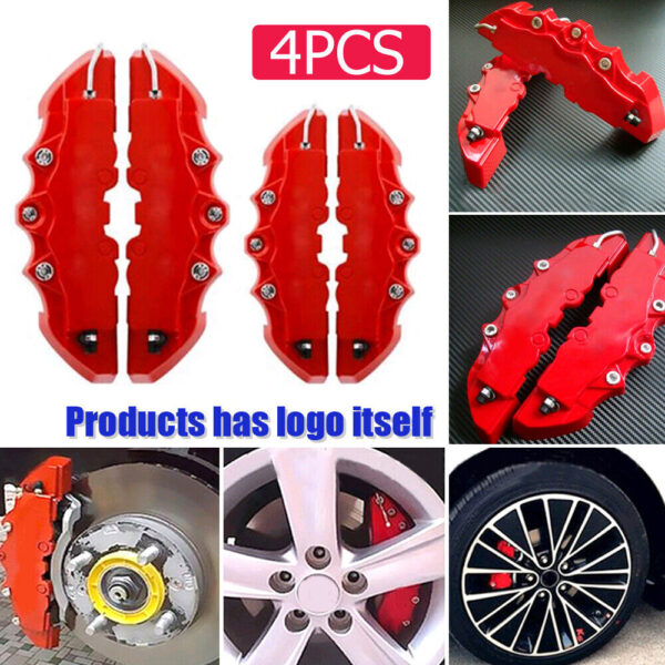 4PCS 3D Style Red M+L Car Disc Brake Caliper Cover Front & Rear Kits Accessories - Image 2