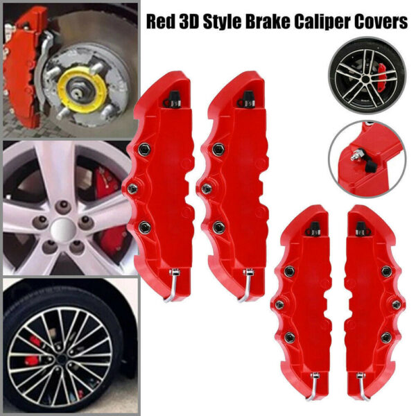 4PCS 3D Style Red M+L Car Disc Brake Caliper Cover Front & Rear Kits Accessories - Image 3