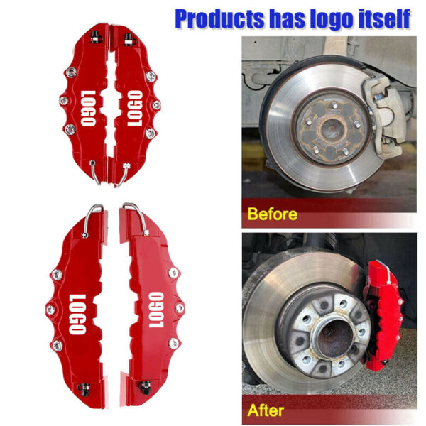 4PCS 3D Style Red M+L Car Disc Brake Caliper Cover Front & Rear Kits Accessories - Image 4