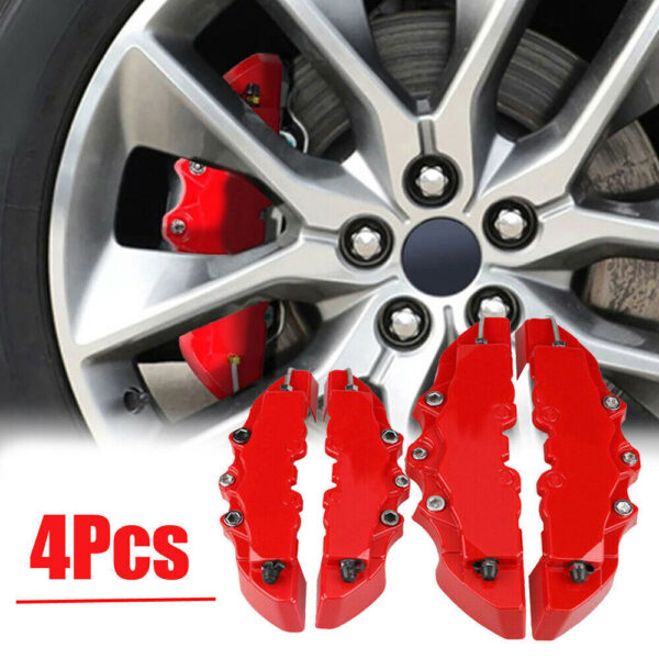 4PCS 3D Style Red M+L Car Disc Brake Caliper Cover Front & Rear Kits Accessories - Image 5