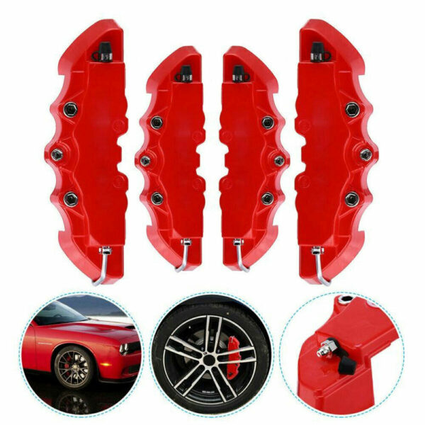 4PCS 3D Style Red M+L Car Disc Brake Caliper Cover Front & Rear Kits Accessories - Image 7