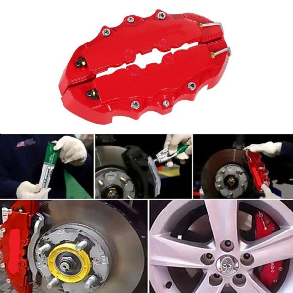 4PCS 3D Style Red M+L Car Disc Brake Caliper Cover Front & Rear Kits Accessories - Image 9