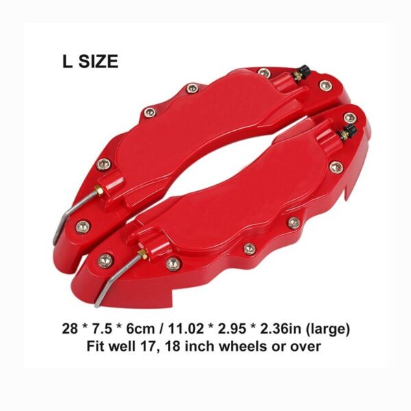 4PCS 3D Style Red M+L Car Disc Brake Caliper Cover Front & Rear Kits Accessories - Image 10