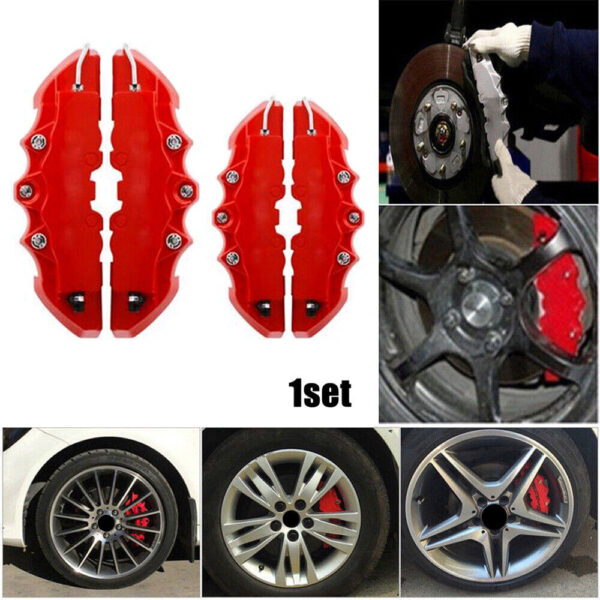 4PCS 3D Style Red M+L Car Disc Brake Caliper Cover Front & Rear Kits Accessories - Image 12