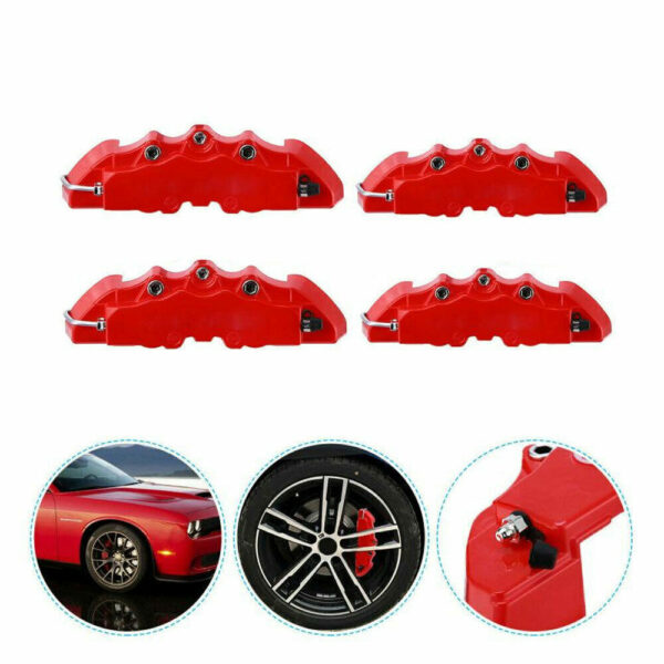 4PCS 3D Style Red M+L Car Disc Brake Caliper Cover Front & Rear Kits Accessories - Image 15