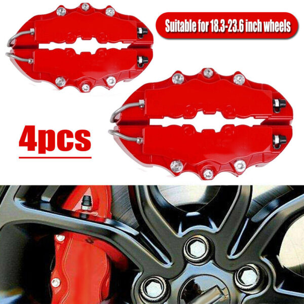 4PCS 3D Style Red M+L Car Disc Brake Caliper Cover Front & Rear Kits Accessories - Image 19