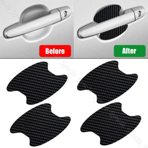 4x Car Accessories Door Handle Protector Film Anti-Scratch Stickers Carbon Fiber - Image 5