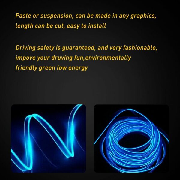 2m Blue LED Car Interior Decorative Atmosphere Wire Strip Light Accessories US - Image 8