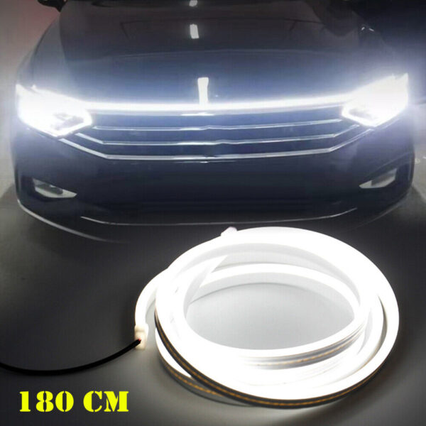 White 180cm Flexible Car Hood Day Running LED Light Strip Accessories Decor Lamp