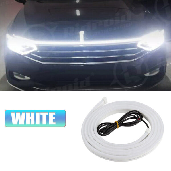 White 180cm Flexible Car Hood Day Running LED Light Strip Accessories Decor Lamp - Image 5