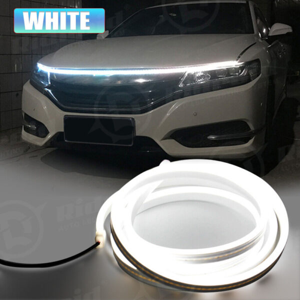 White 180cm Flexible Car Hood Day Running LED Light Strip Accessories Decor Lamp - Image 6