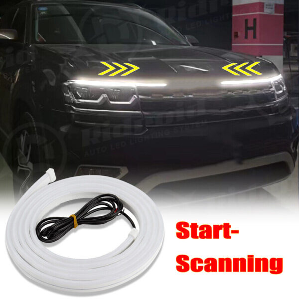 White 180cm Flexible Car Hood Day Running LED Light Strip Accessories Decor Lamp - Image 7