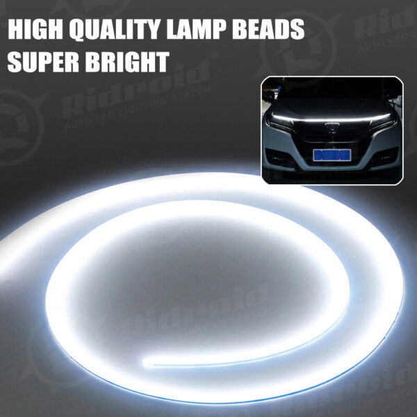 White 180cm Flexible Car Hood Day Running LED Light Strip Accessories Decor Lamp - Image 12