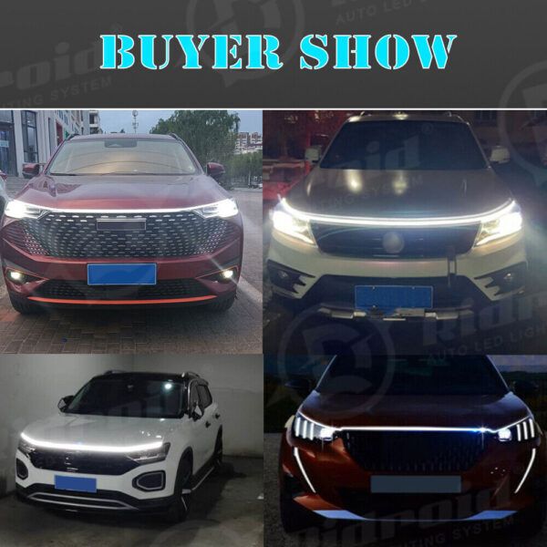 White 180cm Flexible Car Hood Day Running LED Light Strip Accessories Decor Lamp - Image 14