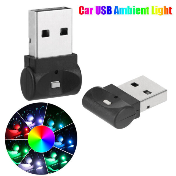 1x USB LED Car Neon Atmosphere Ambient Light Bulb Mini Lamp Interior Accessories