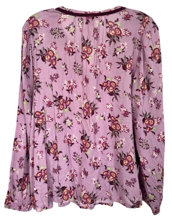 Lucky Brand Women's Boho Blouse Top Long Sleeve Size M Pink Floral - Image 2