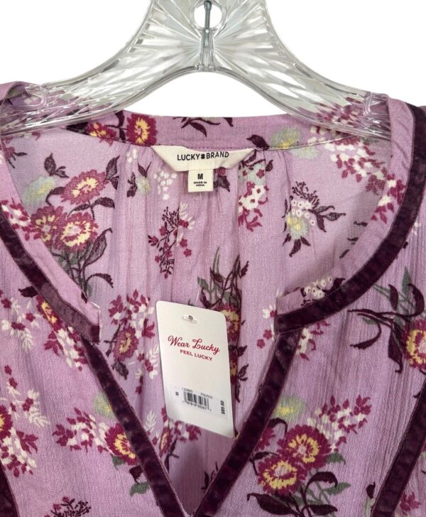 Lucky Brand Women's Boho Blouse Top Long Sleeve Size M Pink Floral - Image 3