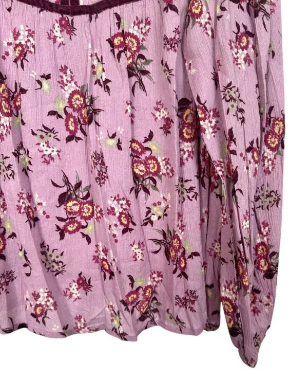 Lucky Brand Women's Boho Blouse Top Long Sleeve Size M Pink Floral - Image 5