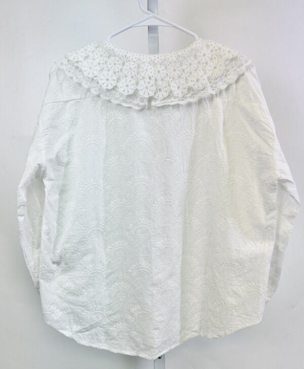 Women’s Mori Lolita Full Embroidery Lace Collar Cotton Shirt Blouse White US OS - Image 8