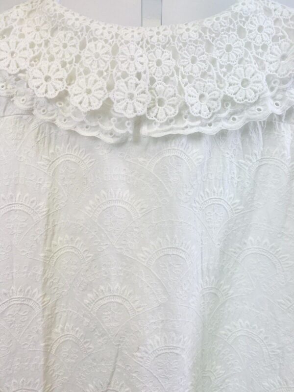 Women’s Mori Lolita Full Embroidery Lace Collar Cotton Shirt Blouse White US OS - Image 9