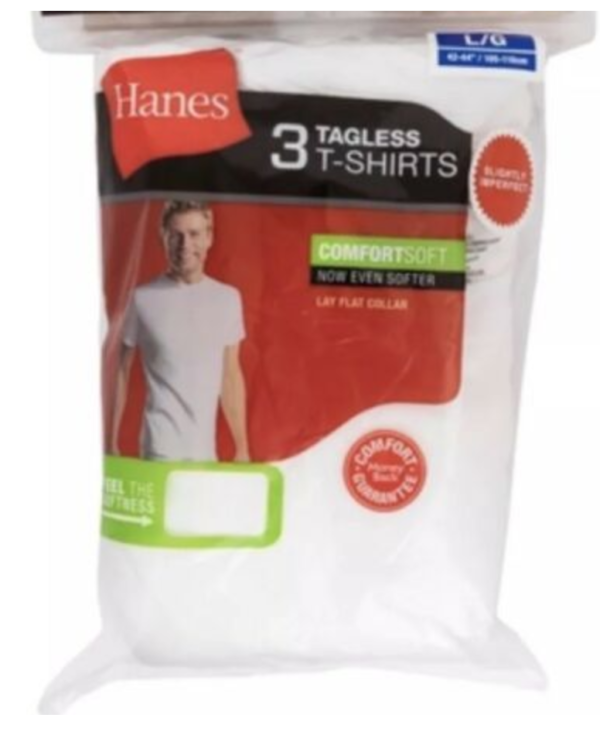 Hanes Mens White Tagless T-Shirts Crewneck 3Pk S-3XL Style 2135  | eBay - Image 2