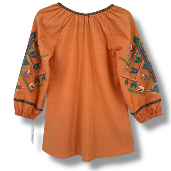 Calessa Southwest Boho Embroidered Tunic Top Shirt Womens Sz Medium Orange - Image 4