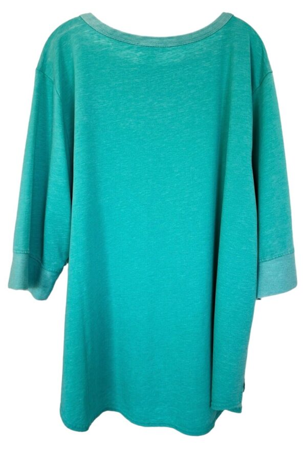 Jane and Delancey Women's Blouse Top Vintage Look 3/4 Sleeve Plus Size 1X Teal - Image 2