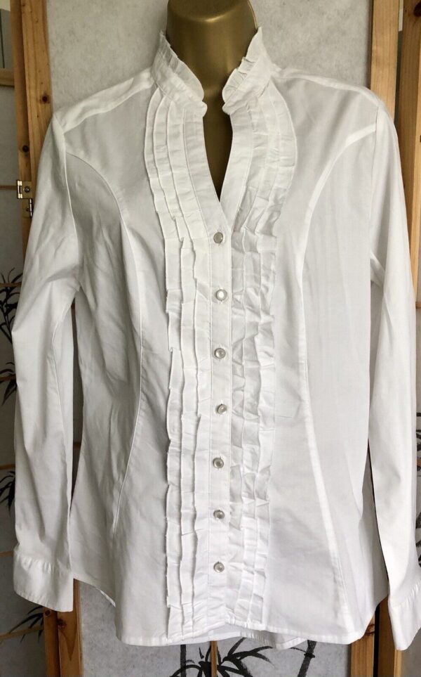 Joe Browns White Victorian Vintage Style Ruffle Blouse UK 10 Steampunk