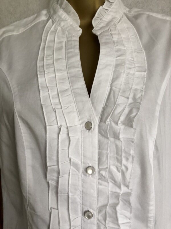 Joe Browns White Victorian Vintage Style Ruffle Blouse UK 10 Steampunk - Image 2