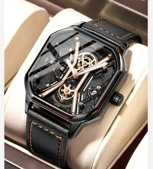 Luxury Men Watch Black Quartz Wristwatch Business Luminous Watch Holiday Gift