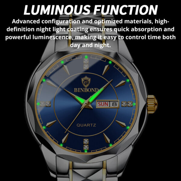 Waterproof Men Watch Stainless Steel Quartz Luminous Classic Business Wristwatch - Image 3