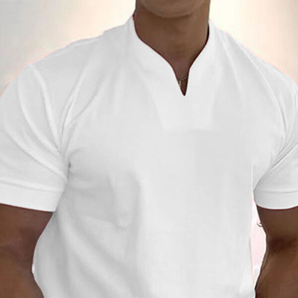 Mens Grandad Henley Shirts Tops Plain V Neck Short Sleeve Casual T-Shirt Tee  | eBay - Image 5