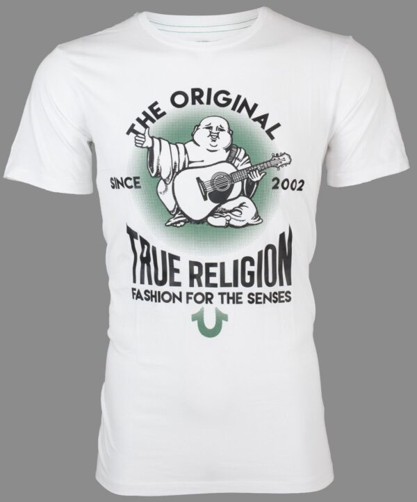 $69 TRUE RELIGION White REAL DEAL BUDDHA Short Sleeve Designer Graphic T-shirt  | eBay