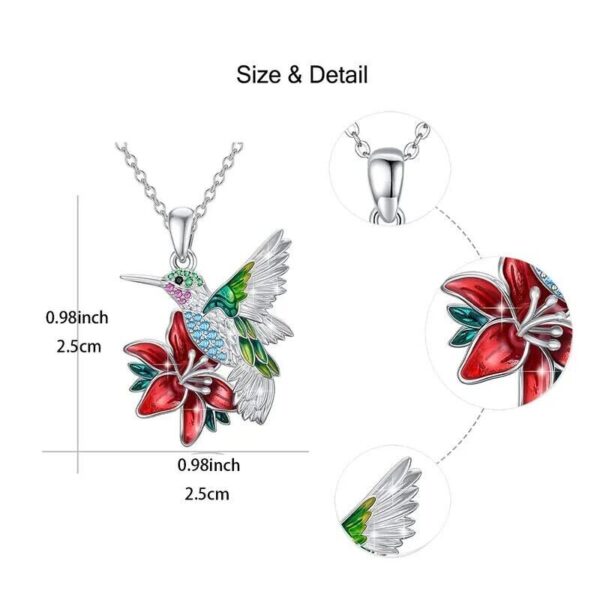 Fashion Women Delicate Hummingbird Red Flower Pendant Necklace Girl New Unique - Image 4