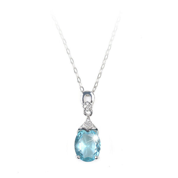 Women 925 Silver Aquamarine Gemstone Pendant Necklace Valentine's Day Gift HOT - Image 2