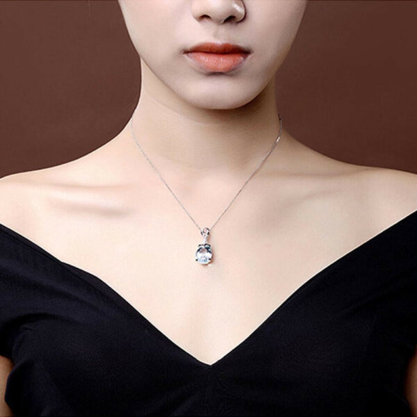 Women 925 Silver Aquamarine Gemstone Pendant Necklace Valentine's Day Gift HOT - Image 5