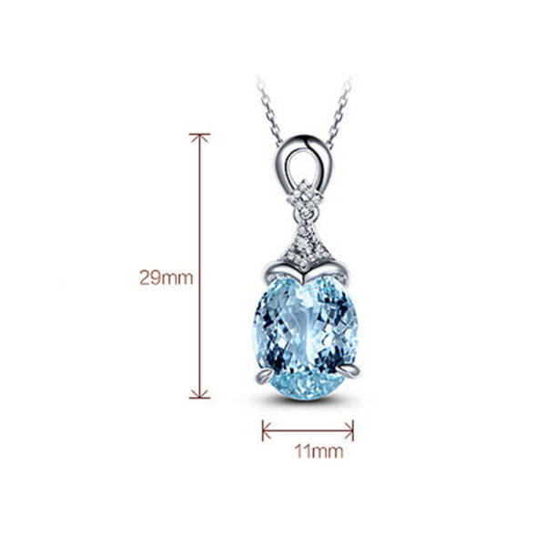 Women 925 Silver Aquamarine Gemstone Pendant Necklace Valentine's Day Gift HOT - Image 11