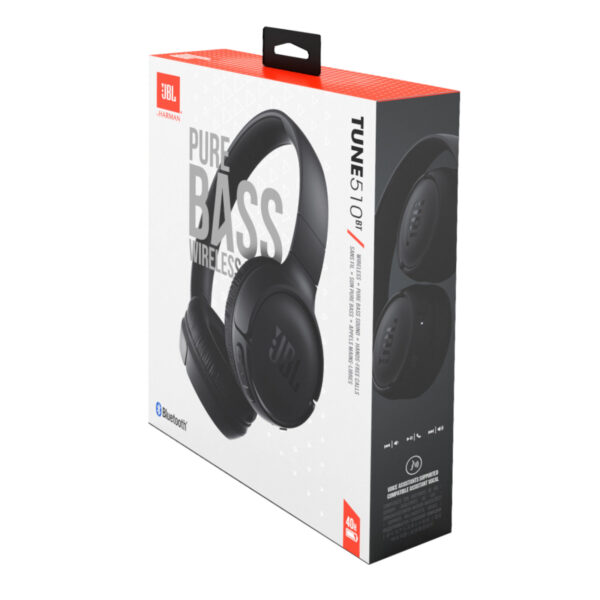 JBL Tune 510BT Wireless Bluetooth On-ear Headphones, Black - Image 2