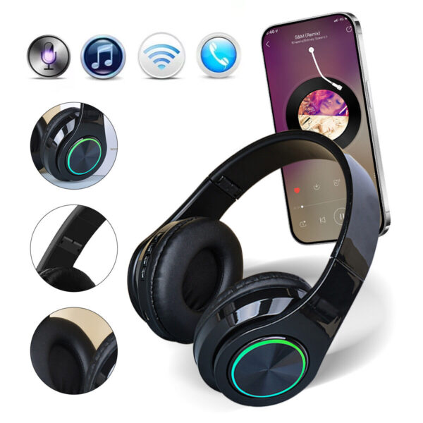 Wireless Headphones Bluetooth Headset Noise Cancelling Over Ear With Microphone